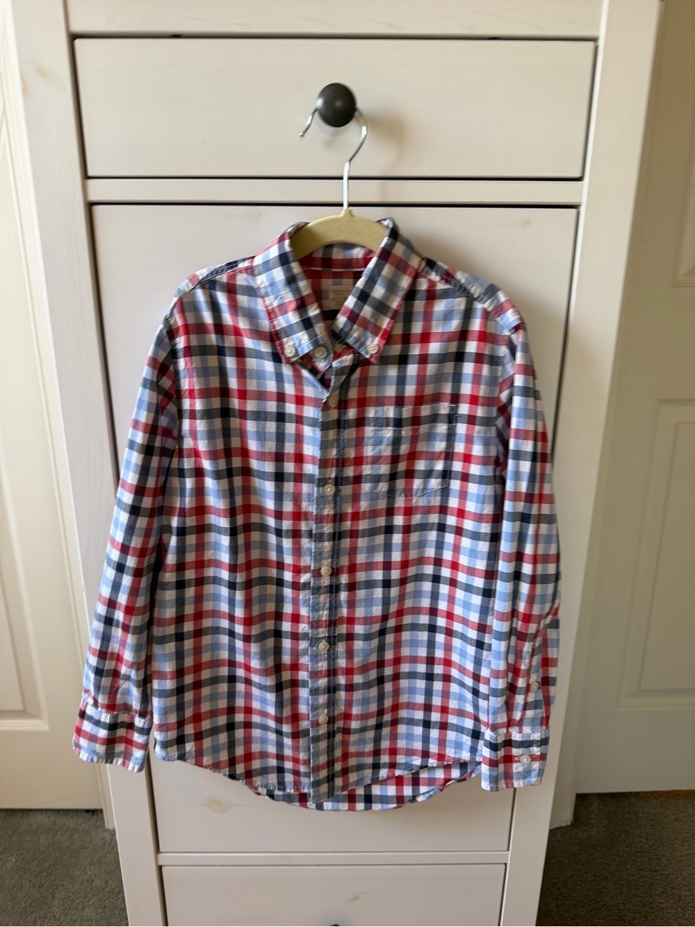 Jcrew Crewcuts Red, Blue & White Plaid Button-Down Shirt